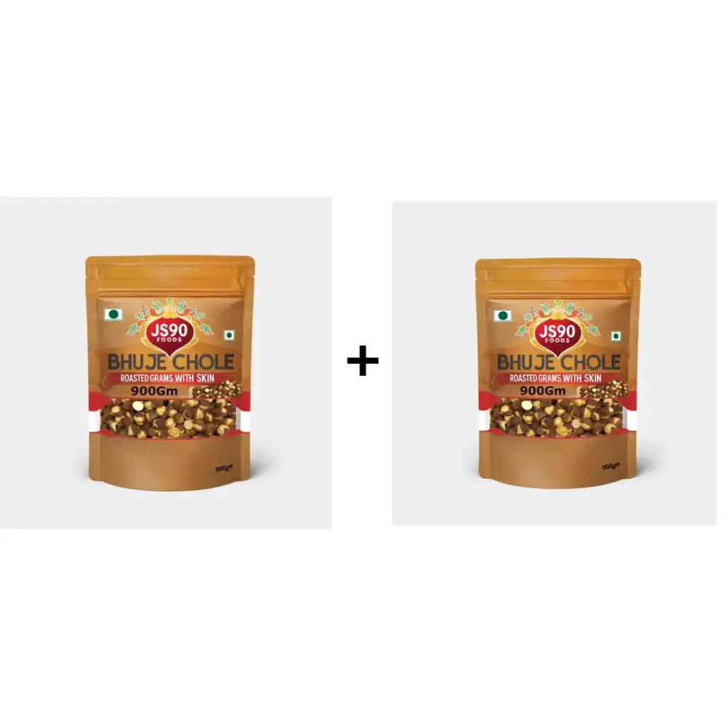 JS90 FOODS 2 x 900gm Bhuje Chole | Roasted Gram (Black Chana) Unsalted | High-Protein & Fiber-Rich Healthy Snack – 1.8kg Pack