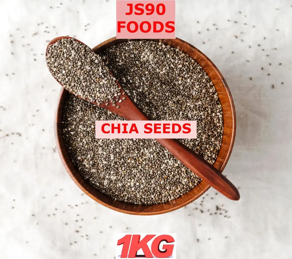 JS90 Foods 1Kg Premium Chia Seeds – Raw, Natural & Nutritious Superfood, High in Fiber, Protein & Omega-3, Ideal for Weight Management & Healthy Diet