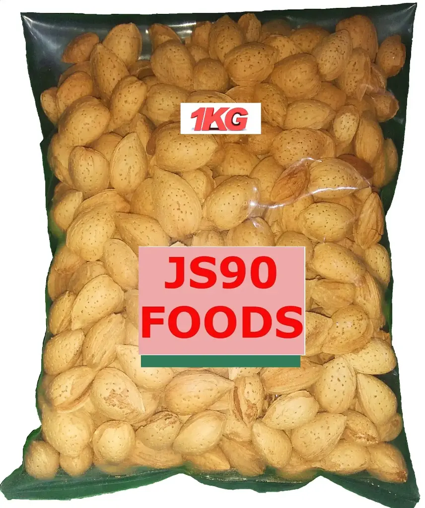 JS90 FOODS, 1KG Almonds with Shell, inshell, Badam, in shell almond, Chilka Badam, Easily breakable, 100% Veg Store, No chemical cleaning, Naturally protect in shells.