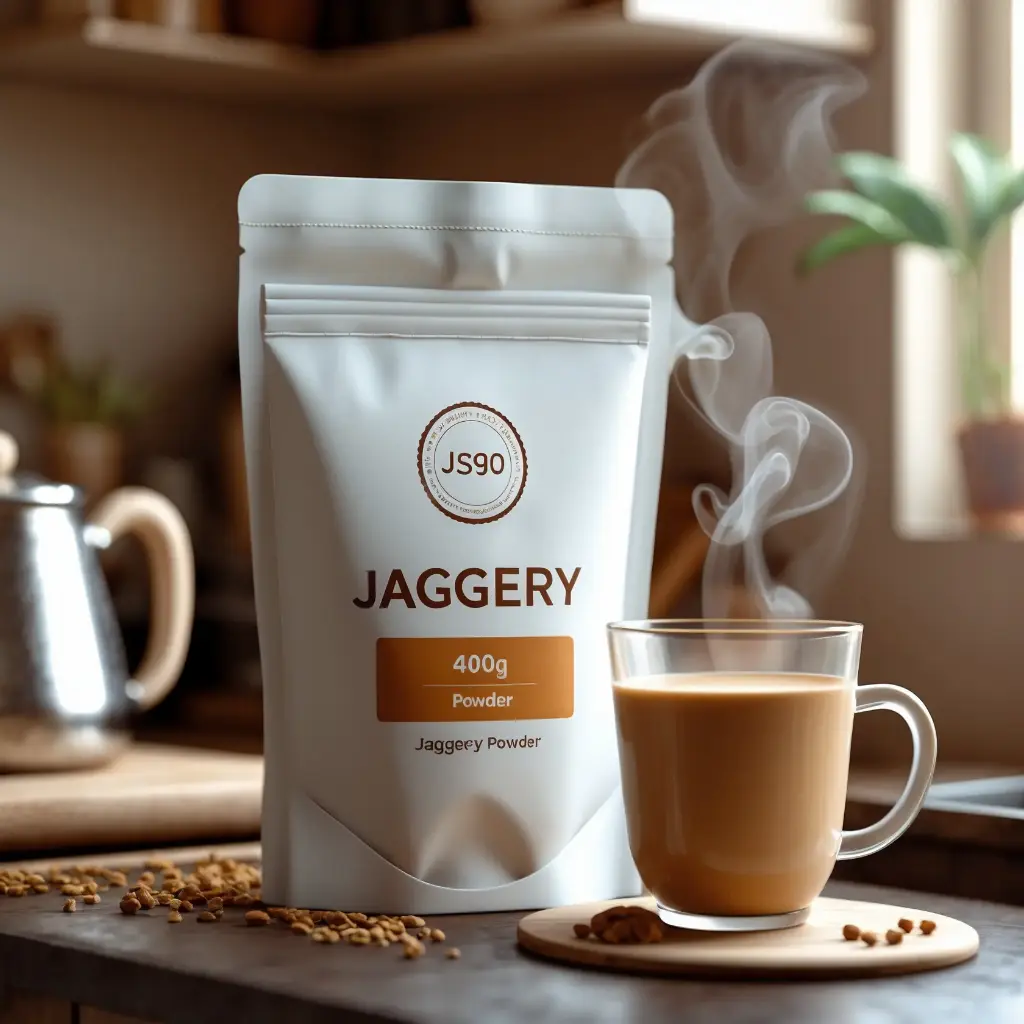 JS90 FOODS 400Gm Jaggery Powder (Gud) – Specially for Milk Tea, Ensures Smooth & Rich Taste Without Curdling, Natural Sweetener with Minerals & Antioxidants, Enhances Digestion & Energy ,पक्की बात, चाय नहीं फट सकती |