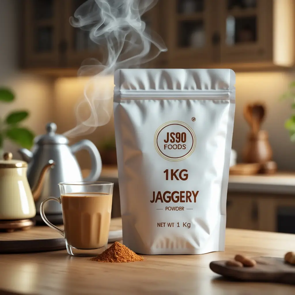 JS90 FOODS 1kg Jaggery Powder (Gud) – Specially for Milk Tea, Ensures Smooth & Rich Taste Without Curdling, Natural Sweetener with Minerals & Antioxidants, Enhances Digestion & Energy ,पक्की बात, चाय नहीं फट सकती |