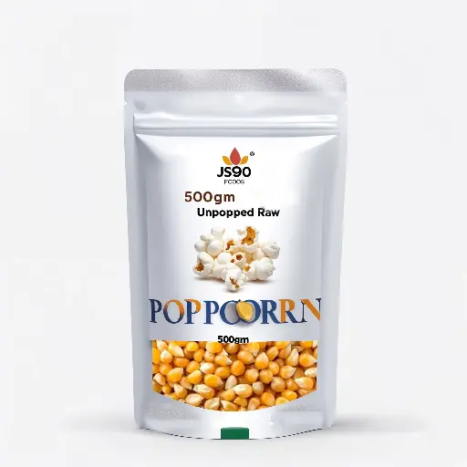 JS90 Foods 500g Raw Unpopped Popcorn Kernels – Natural, Non-GMO, Healthy Snack, MAKKI