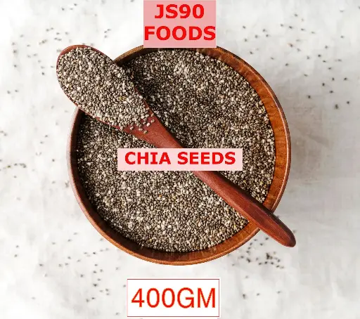 JS90 Foods 400gm Premium Chia Seeds – Raw, Natural & Nutritious Superfood, High in Fiber, Protein & Omega-3, Ideal for Weight Management & Healthy Diet
