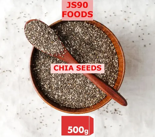 JS90 Foods 500gm Premium Chia Seeds – Raw, Natural & Nutritious Superfood, High in Fiber, Protein & Omega-3, Ideal for Weight Management & Healthy Diet