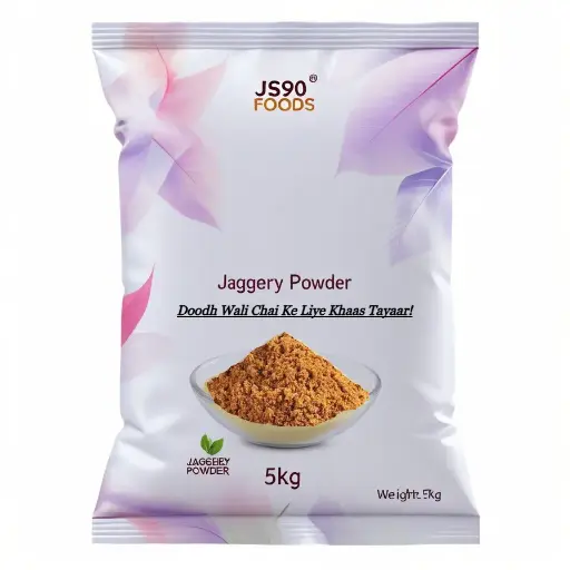 JS90 FOODS 5kg Jaggery Powder (Gud) – Specially for Milk Tea, Ensures Smooth & Rich Taste Without Curdling, Natural Sweetener with Minerals & Antioxidants, Enhances Digestion & Energy , चाय नहीं फट सकती |