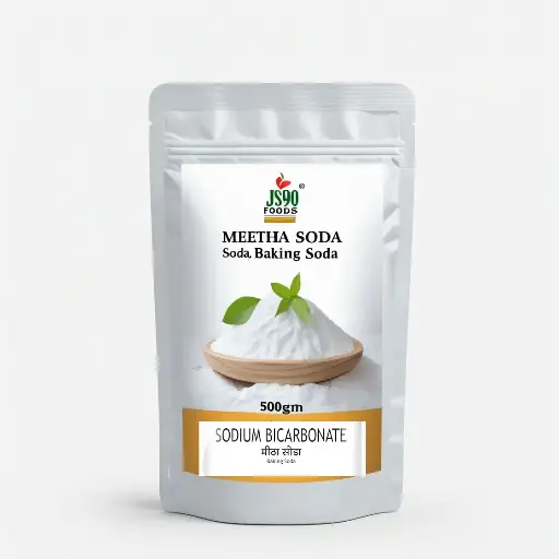 JS90 FOODS Meetha Soda (Baking Soda), 500g | Food-Grade & Multipurpose | Ideal for Cooking, Baking, Cleaning & Preserving Freshness | Leavening Agent for Soft & Fluffy Breads, Idlis & Cakes
